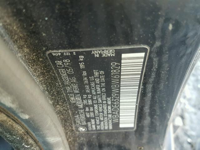 WBADE6329WBW61829 - 1998 BMW 540 I AUTO BLACK photo 10