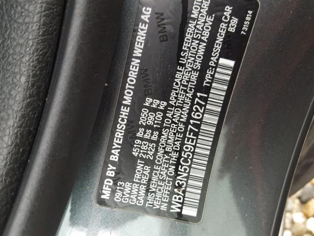 WBA3N5C59EF716271 - 2014 BMW 428 XI GRAY photo 10