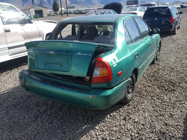 KMHCG45G8YU073624 - 2000 HYUNDAI ACCENT GL GREEN photo 4