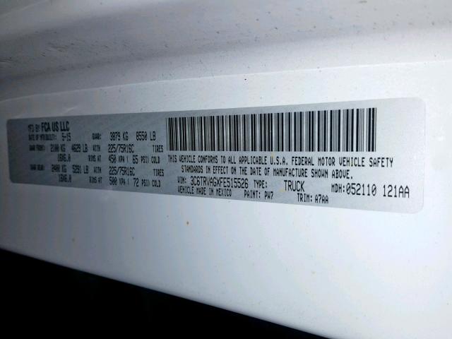 3C6TRVAGXFE515526 - 2015 RAM PROMASTER 白色 照片 10