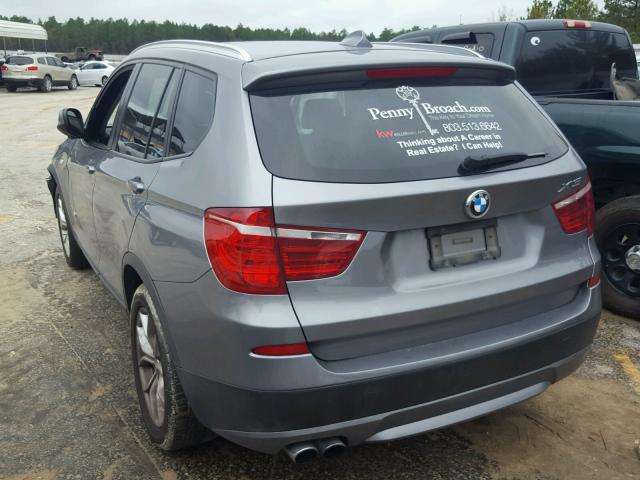 5UXWX7C51EL982390 - 2014 BMW X3 XDRIVE3 GRAY photo 3