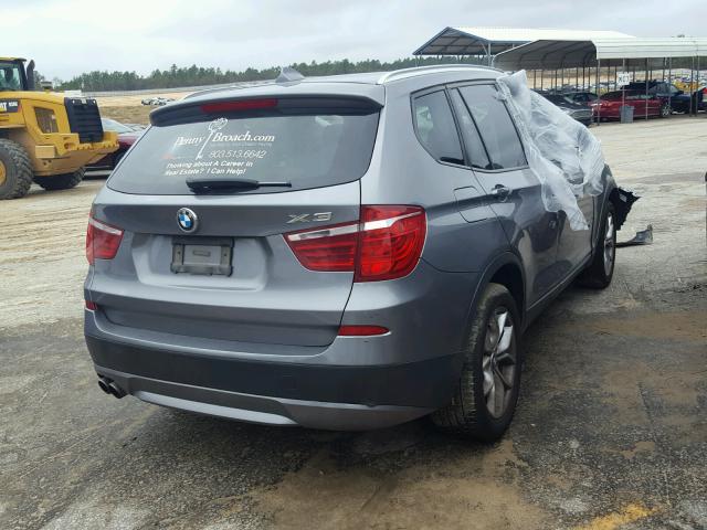 5UXWX7C51EL982390 - 2014 BMW X3 XDRIVE3 GRAY photo 4