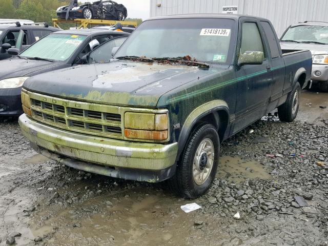 1B7GL23Y9PS277523 - 1993 DODGE DAKOTA GREEN photo 2