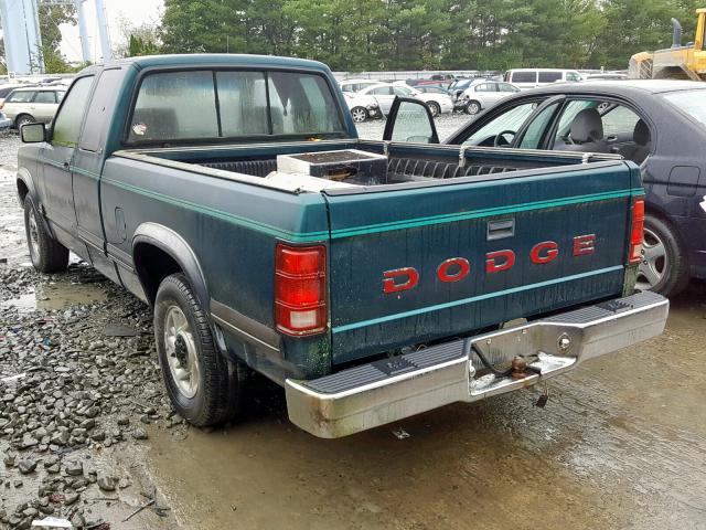 1B7GL23Y9PS277523 - 1993 DODGE DAKOTA GREEN photo 3