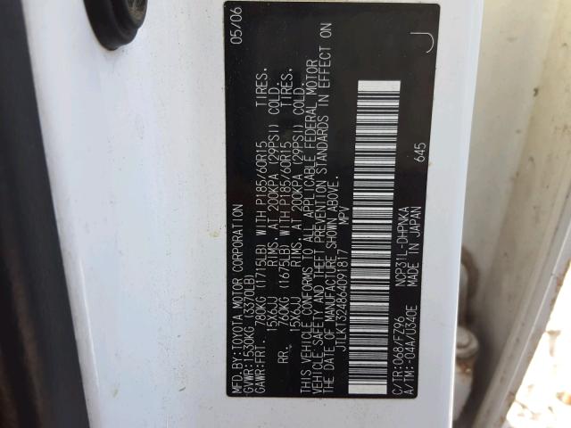 JTLKT324864091817 - 2006 TOYOTA SCION XB Ağ foto 10