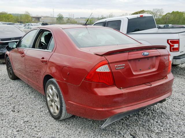 3FAHP0HA1AR239477 - 2010 FORD FUSION SE RED photo 3