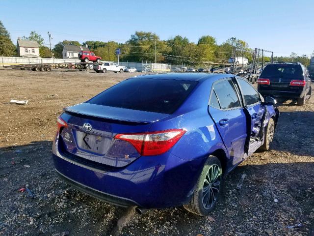 2T1BURHE5EC212200 - 2014 TOYOTA COROLLA L BLUE photo 4