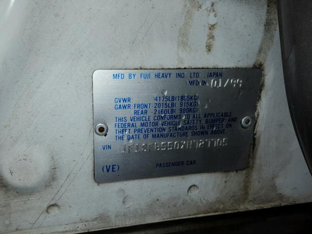 JF1SF6550XH727705 - 1999 SUBARU FORESTER S WHITE photo 10