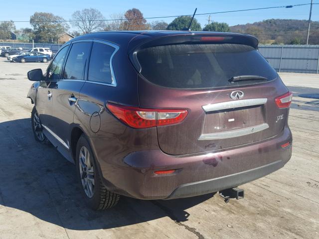 5N1AL0MM7DC306055 - 2013 INFINITI JX35 BASE MAROON photo 3