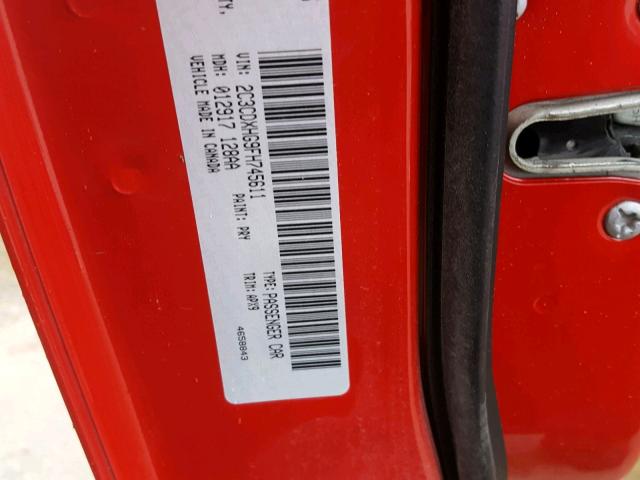 2C3CDXHG9FH745611 - 2015 DODGE CHARGER SX RED photo 10