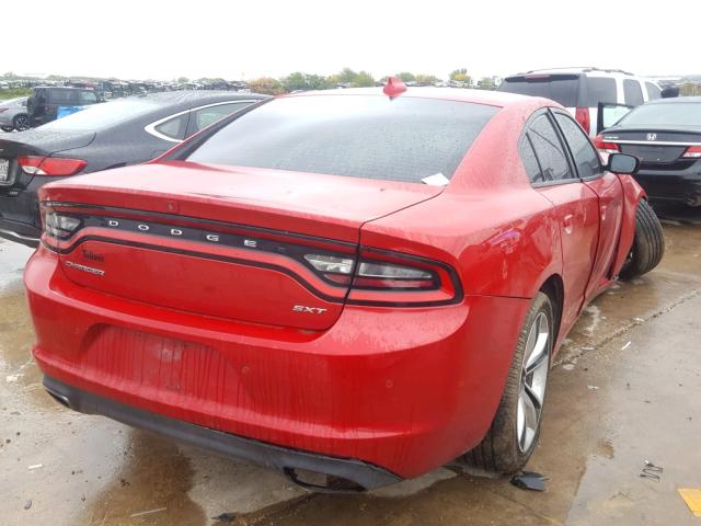 2C3CDXHG9FH745611 - 2015 DODGE CHARGER SX RED photo 4