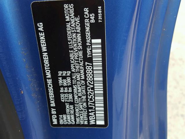 WBA1J7C52FV288887 - 2015 BMW M235I BLUE photo 10