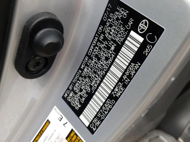 JTDKARFP5H3038641 - 2017 TOYOTA PRIUS PRIM ვერცხლისფერი ფოტო 10