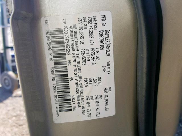 2C8GF78475R588259 - 2005 CHRYSLER PACIFICA L GOLD photo 10