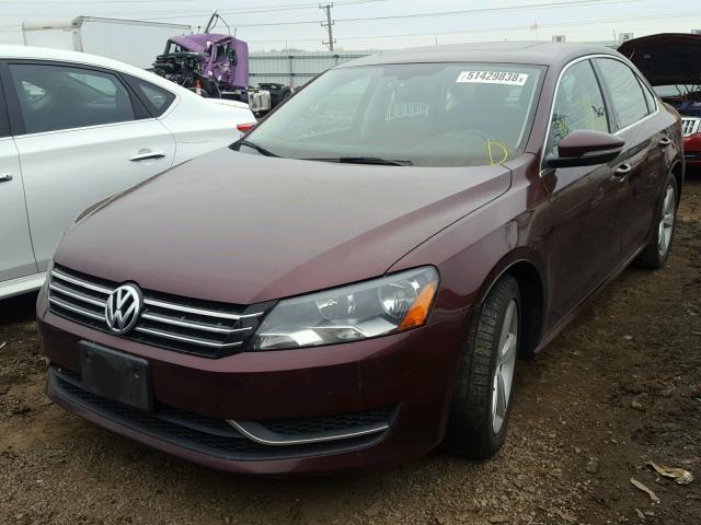 1VWBP7A35CC015308 - 2012 VOLKSWAGEN PASSAT SE BURGUNDY photo 2