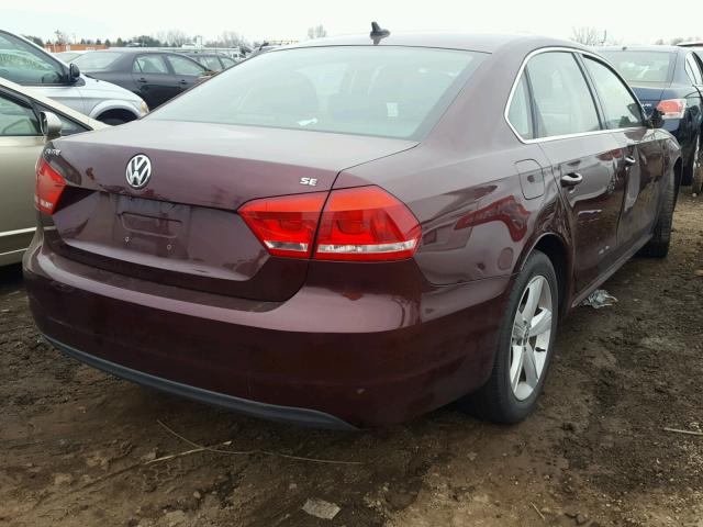 1VWBP7A35CC015308 - 2012 VOLKSWAGEN PASSAT SE BURGUNDY photo 4