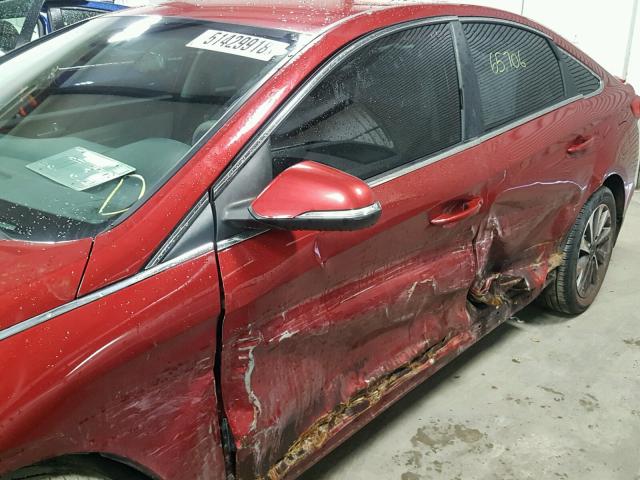 5NPE34AF9FH103985 - 2015 HYUNDAI SONATA SPO RED photo 9