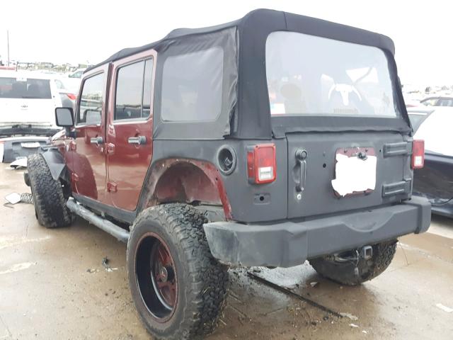 1J4GA391X7L144988 - 2007 JEEP WRANGLER X MAROON photo 3