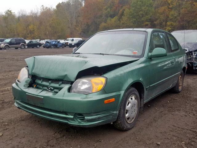 KMHCG35C35U365362 - 2005 HYUNDAI ACCENT GS GREEN photo 2