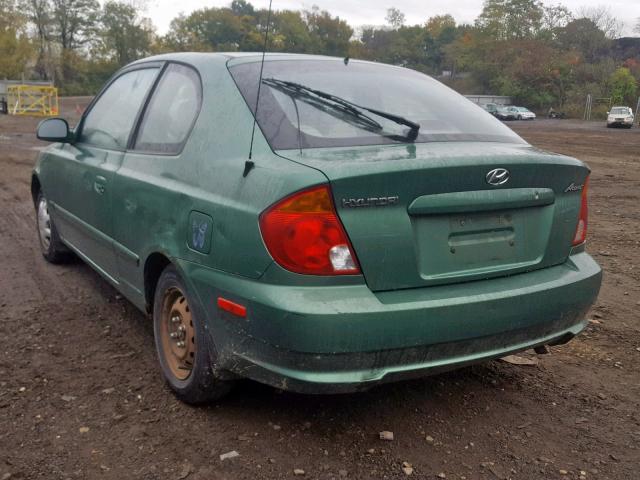 KMHCG35C35U365362 - 2005 HYUNDAI ACCENT GS GREEN photo 3