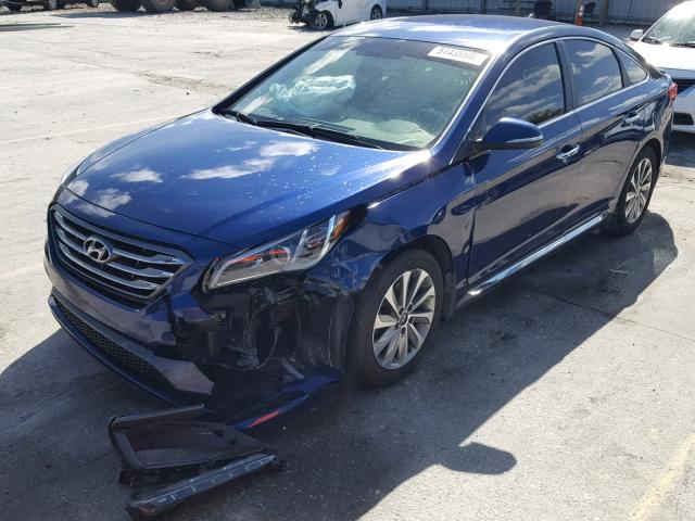 5NPE34AFXFH129964 - 2015 HYUNDAI SONATA SPO BLUE photo 2