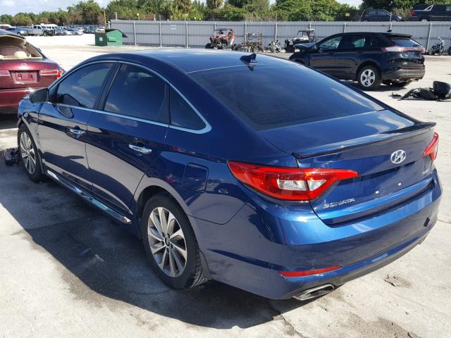 5NPE34AFXFH129964 - 2015 HYUNDAI SONATA SPO BLUE photo 3