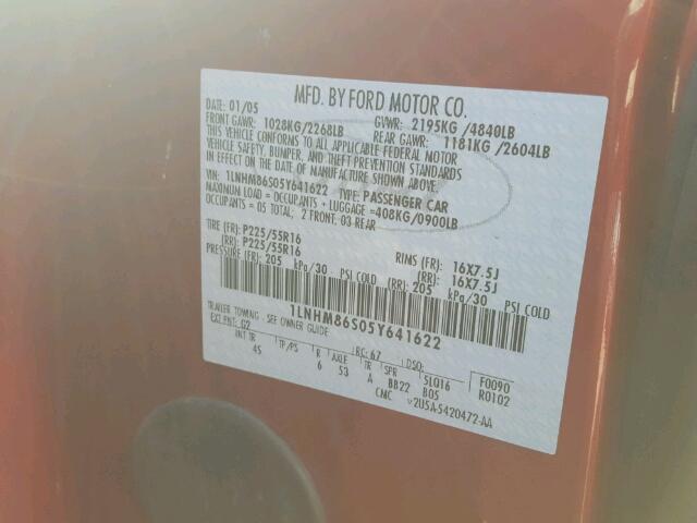 1LNHM86S05Y641622 - 2005 LINCOLN LS أحمر صورة 10