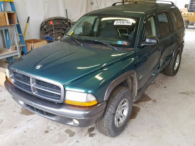 1B4HS38N52F206653 - 2002 DODGE DURANGO SP GREEN photo 2