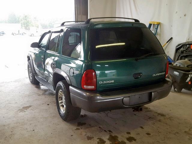 1B4HS38N52F206653 - 2002 DODGE DURANGO SP GREEN photo 3