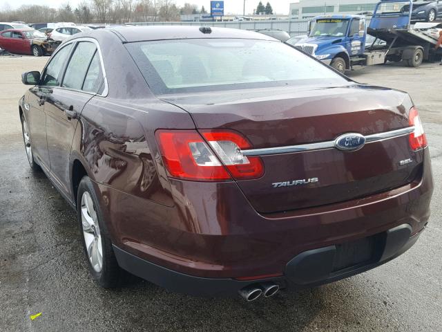 1FAHP2EW2AG114992 - 2010 FORD TAURUS SEL MAROON photo 3