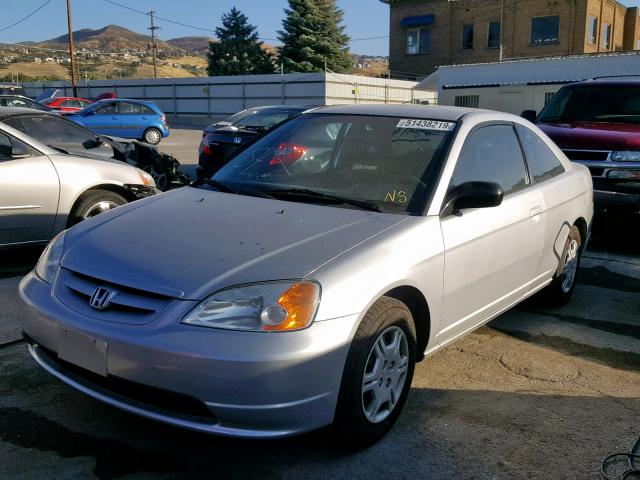 1HGEM22552L099478 - 2002 HONDA CIVIC LX SILVER photo 2