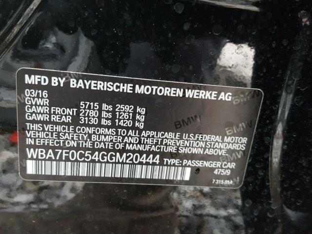 WBA7F0C54GGM20444 - 2016 BMW 750 I BLACK photo 10