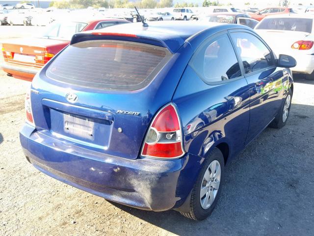 KMHCM36C18U070613 - 2008 HYUNDAI ACCENT GS BLUE photo 4