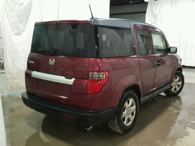 5J6YH28779L004075 - 2009 HONDA ELEMENT EX BURGUNDY photo 4