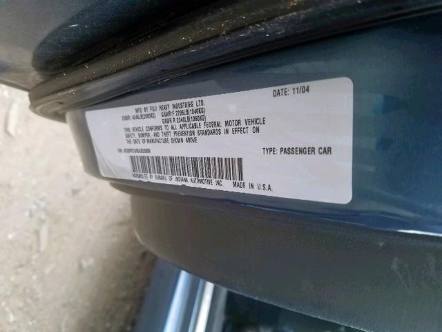 4S3BP676954353886 - 2005 SUBARU LEGACY GT BLUE photo 10