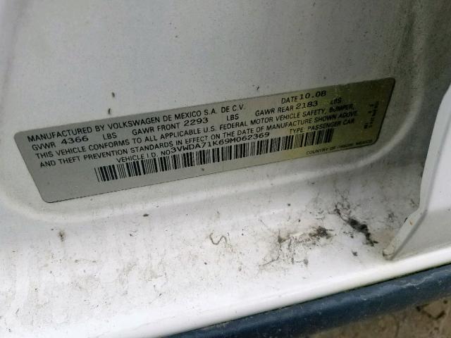 3VWDA71K69M062369 - 2009 VOLKSWAGEN GLI თეთრი ფოტო 10