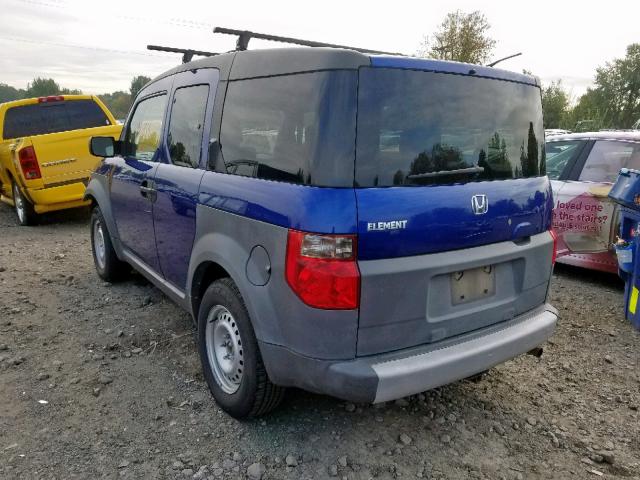 5J6YH27224L013314 - 2004 HONDA ELEMENT DX BLUE photo 3