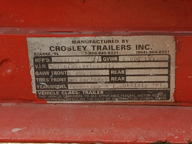 CTLEC5126VS008813 - 1997 TRAL TRAILER RED photo 10