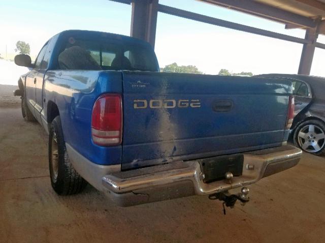 1B7GL22X0WS692527 - 1998 DODGE DAKOTA BLUE photo 3