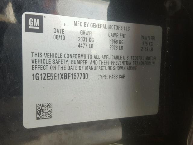 1G1ZE5E1XBF157700 - 2011 CHEVROLET MALIBU LTZ 黑色 照片 10