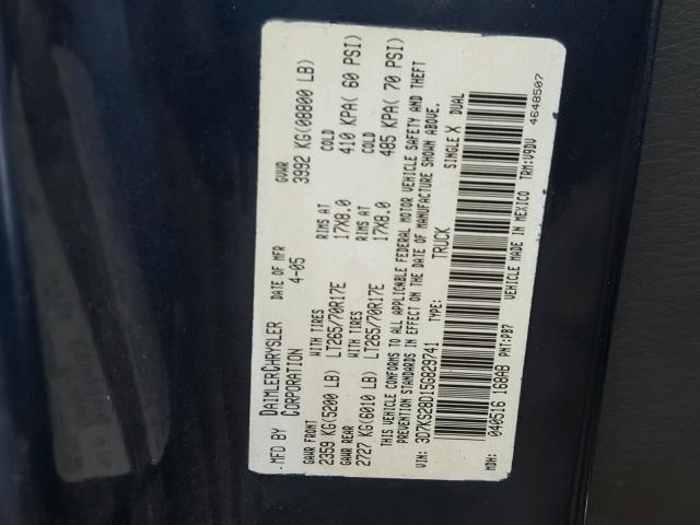 3D7KS28D15G829741 - 2005 DODGE RAM 2500 S BLUE photo 10