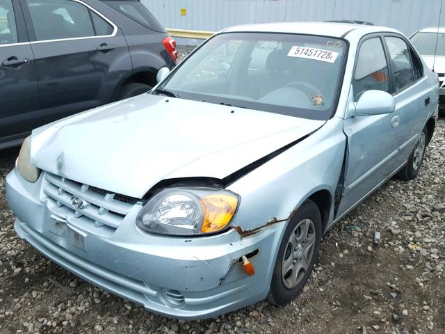 KMHCG45C64U505926 - 2004 HYUNDAI ACCENT GL BLUE photo 2