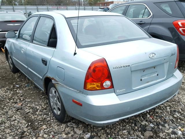 KMHCG45C64U505926 - 2004 HYUNDAI ACCENT GL BLUE photo 3