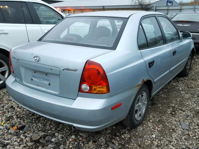 KMHCG45C64U505926 - 2004 HYUNDAI ACCENT GL BLUE photo 4