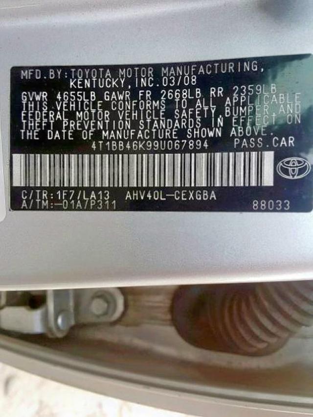 4T1BB46K99U067894 - 2009 TOYOTA CAMRY HYBR SILVER photo 10