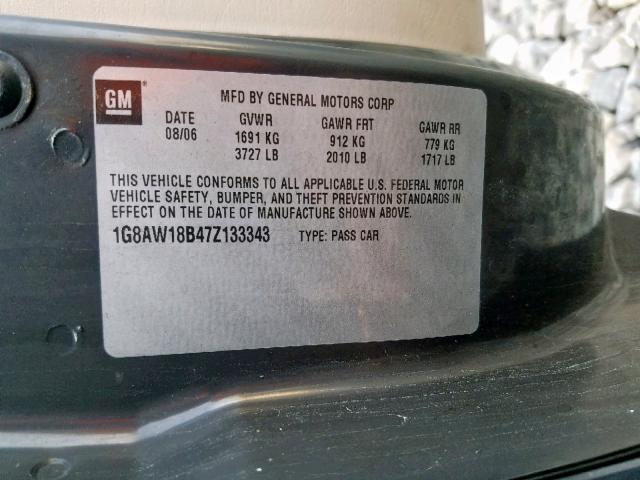 1G8AW18B47Z133343 - 2007 SATURN ION LEVEL BLUE photo 10