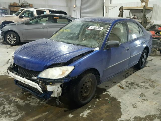 1HGES16335L019186 - 2005 HONDA CIVIC DX V BLUE photo 2