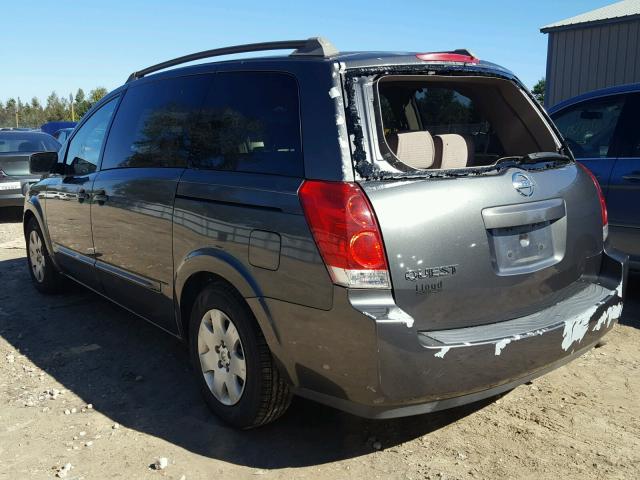 5N1BV28U25N119834 - 2005 NISSAN QUEST S GRAY photo 3