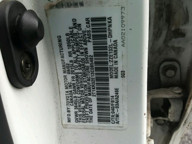 2T1KR32E13C085482 - 2003 TOYOTA MATRIX 白色 照片 10