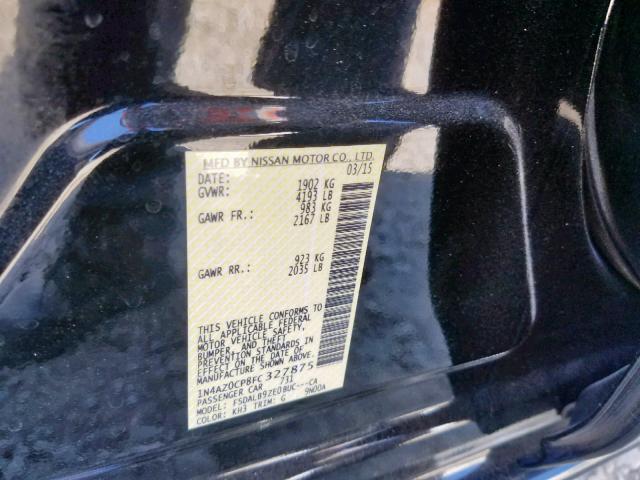 1N4AZ0CP8FC327875 - 2015 NISSAN LEAF S BLACK photo 10